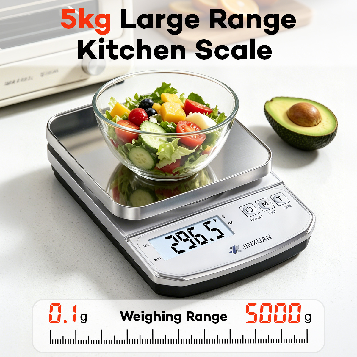 Wholesale cross-border same model 5 kg/0.1 g kitchen scale with stainless steel weighing pan, LCD backlight screen, without battery