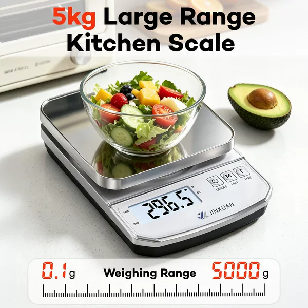 Wholesale cross-border same model 5 kg/0.1 g kitchen scale with stainless steel weighing pan, LCD backlight screen, without battery