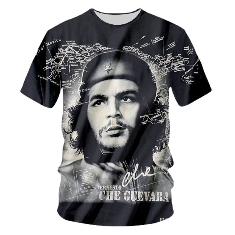 Cross-Border European and American New Casual Men's Short-Sleeved 3D Printed Che Guevara Character Short-Sleeved T-Shirt Drop Shipping