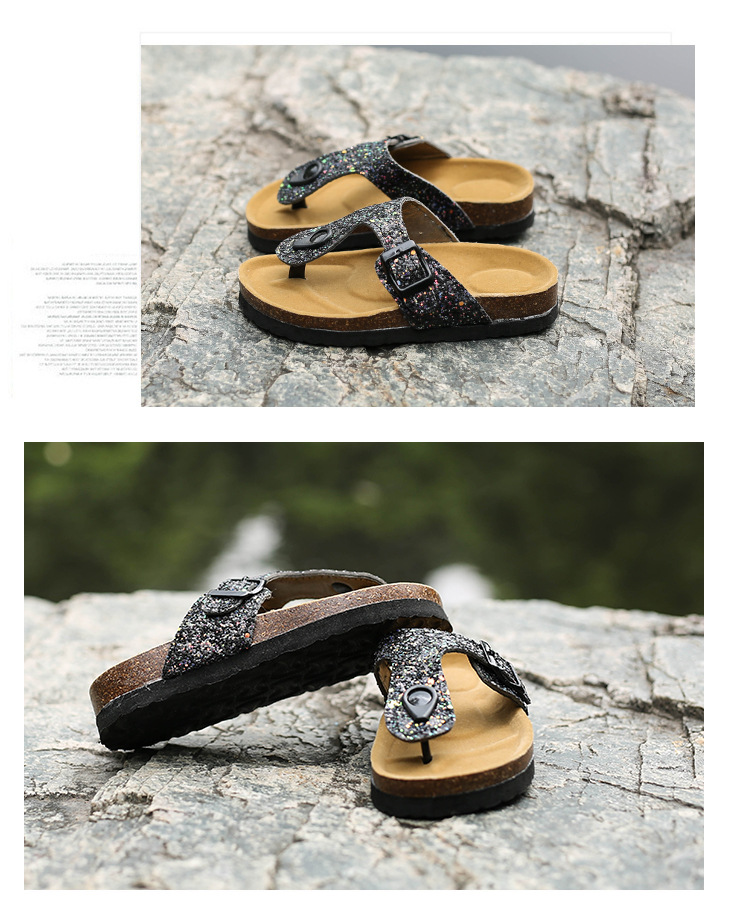 New large-sized women's sandals for foreign trade, colorful ice crystal water diamond cork slippers, Korean-style fashionable herd-shaped slippers for women Application Scenario