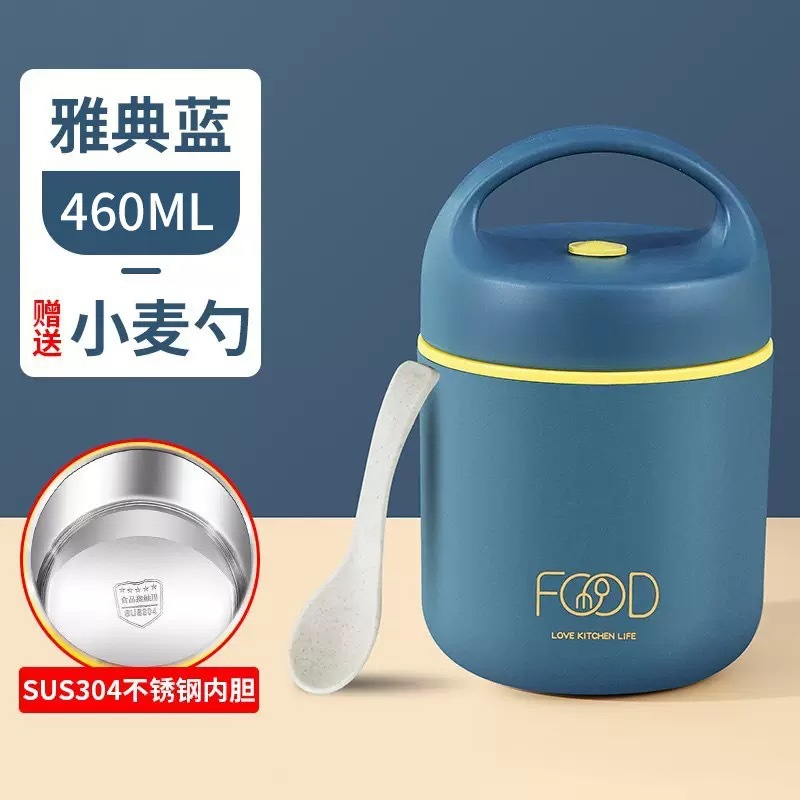 Taza de vacío de acero inoxidable mini taza de desayuno al aire libre portátil de doble capa mango sellado con tapa hogar taza de sopa fresca