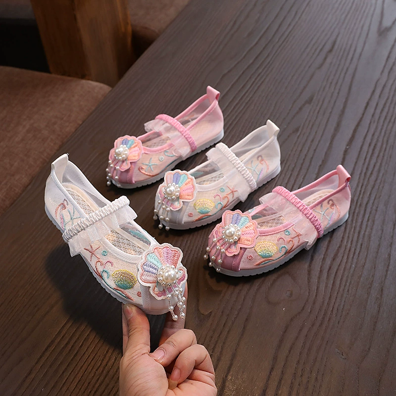 Производители напрямую поставляют летнюю новую сетчатую обувь Hanfu для девочек