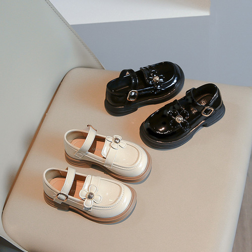 Girls' Princess Shoes 2025 Korean Version Spring and Autumn Children's Stylish Leather Shoes Soft Sole Little Girl Elegant Matchable Single Shoes