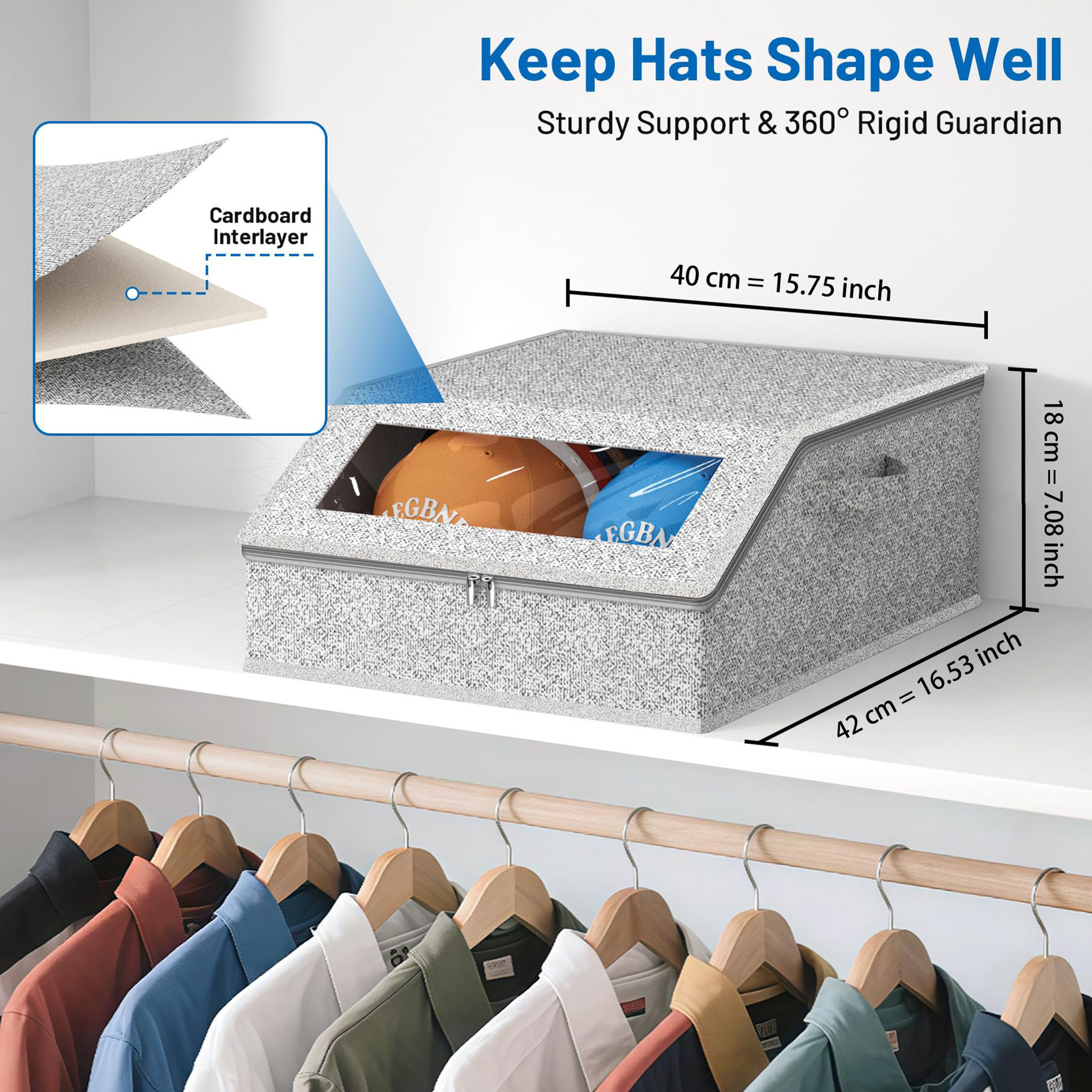 Cross-Border New Baseball Cap Storage Box Dust-Proof Zipper Non-Woven Household Storage Box Storage Box Foldable Box
