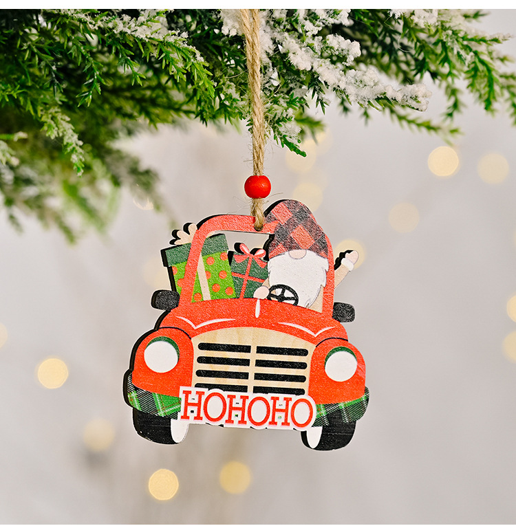 Christmas Cute Letter Car Wood Daily Festival Hanging Ornaments display picture 5