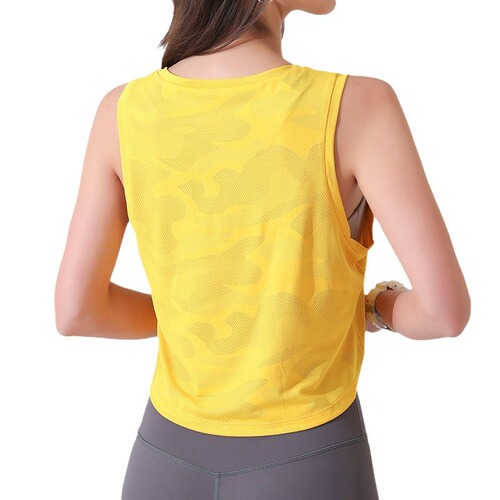 Airun cute sports vest for women round neck camouflage running fitness yoga sleeveless top
