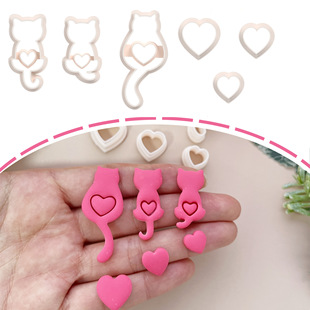 Valentine's Day Series 6-piece Set Kitten Soft Pottery Clay Mold High Precision Knife Mold clay cutter