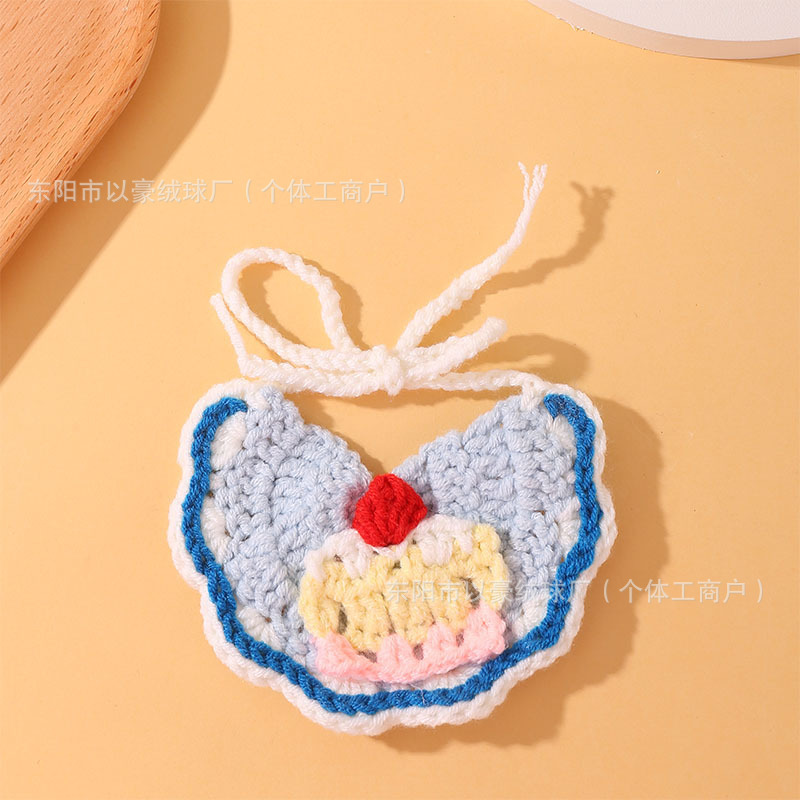 既製ニットペット用品スカーフ唾液タオルかぎ針編みかわいい猫の誕生日装飾首輪帽子セット|undefined