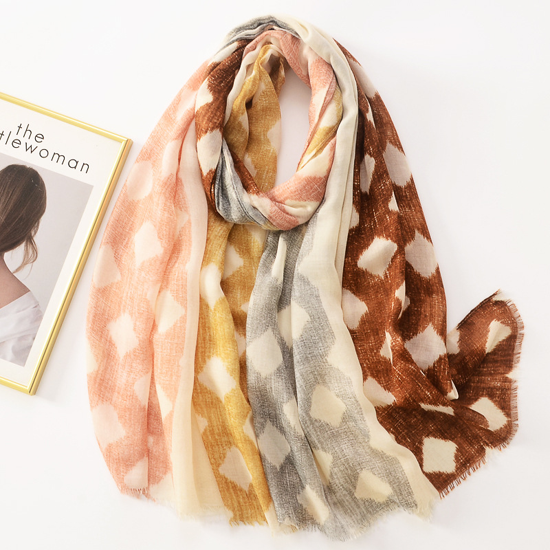 Bufanda a cuadros de color japonés nuevo color a juego primavera y verano chal Delgado bufanda de protección solar de viaje bufanda de algodón y lino para mujeres