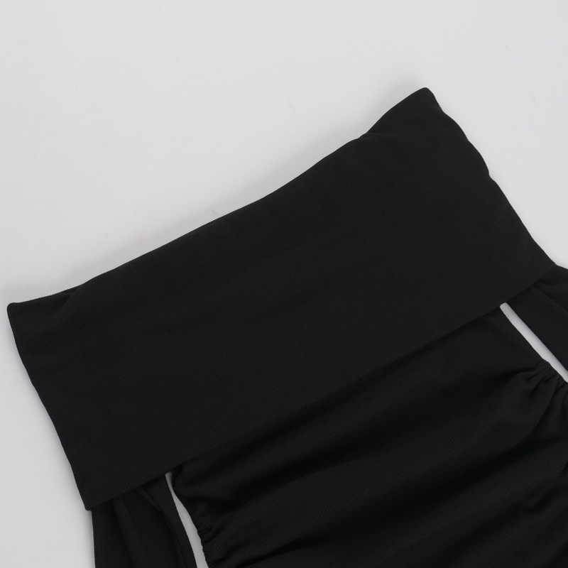 Autumn Socialite Elegant Sexy Slim off Shoulder Drawstring Bag Hip Dress Women