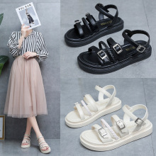 厚底凉鞋女2021夏季新款韩版学生仙女时尚平底复古ins罗马沙滩鞋