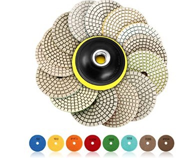 4寸金刚石水磨片 石英石材抛光片 大理石软磨片翻新片 15PC打磨片