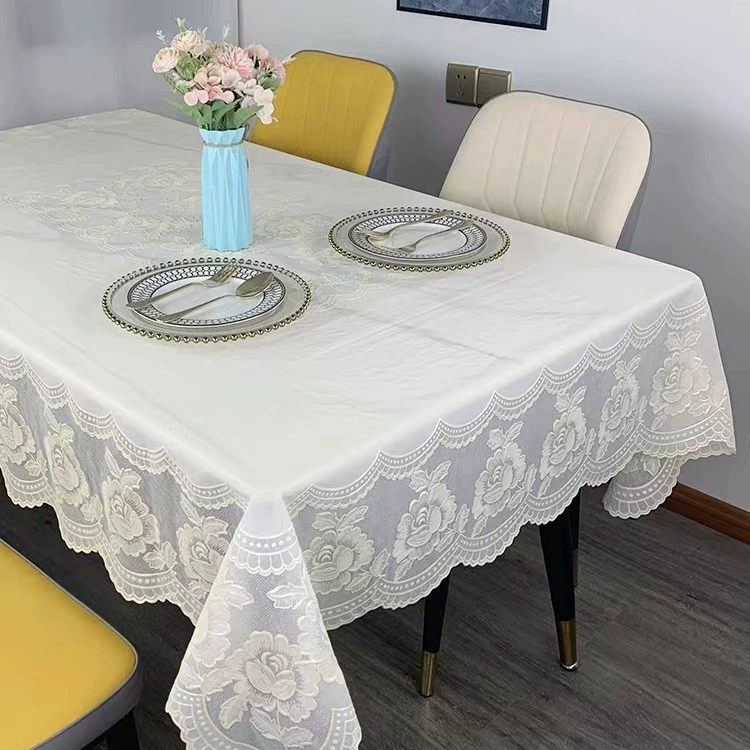 Белая перламутровая скатерть из ПВХ, не требующая стирки, маслостойкая, водонепроницаемая, для обеденного стола, легкая роскошь, высококачественная пластиковая прямоугольная скатерть для банкетов