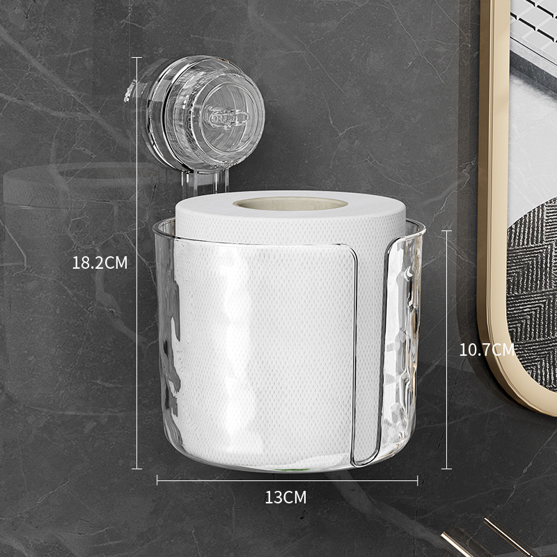 Suction Cup Tissue Box, No-Drill Bathroom Roll Holder, Multifunctional Toilet Paper Holder, Storage Basket, Storage Rack
