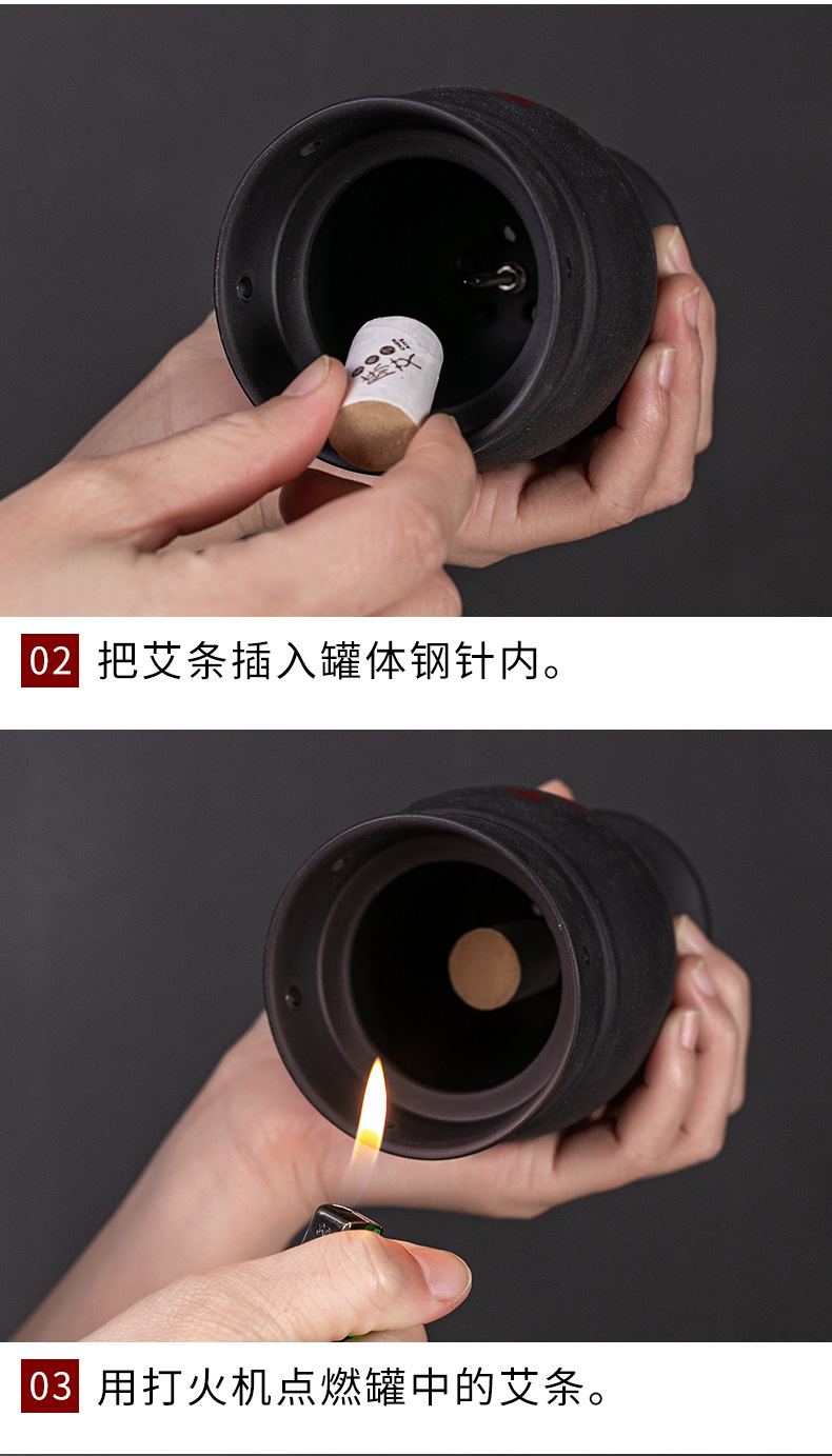 Bian Stone Fire Dragon Cupping Jar TCM Moxibustion Tool with Fabric Sleeve for Spa and Clinic Use quality and texture