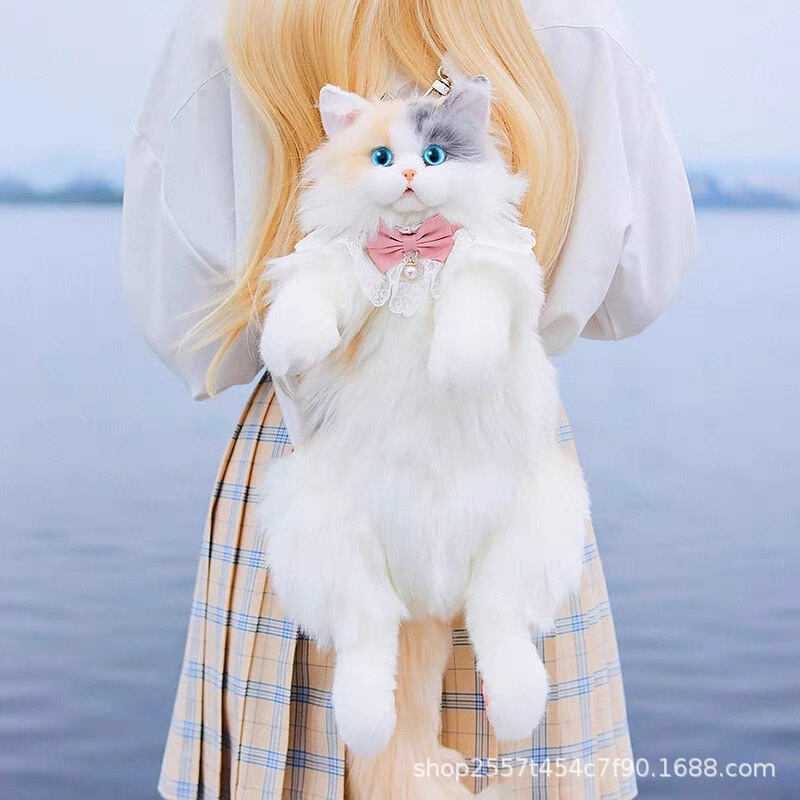 抖音同款三花猫仿真猫咪玩偶娃娃公仔毛绒玩具布偶猫背包生日礼物|undefined