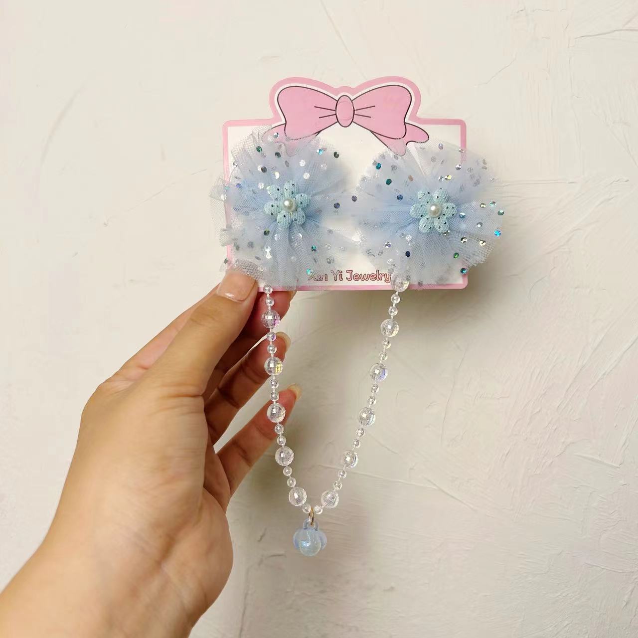 Flores de malla para niños nuevas tarjetas de cabello de niña super inmortal bebé trenzado cadena de cabello adornamiento de cabello estilo chino clip de ropa Han