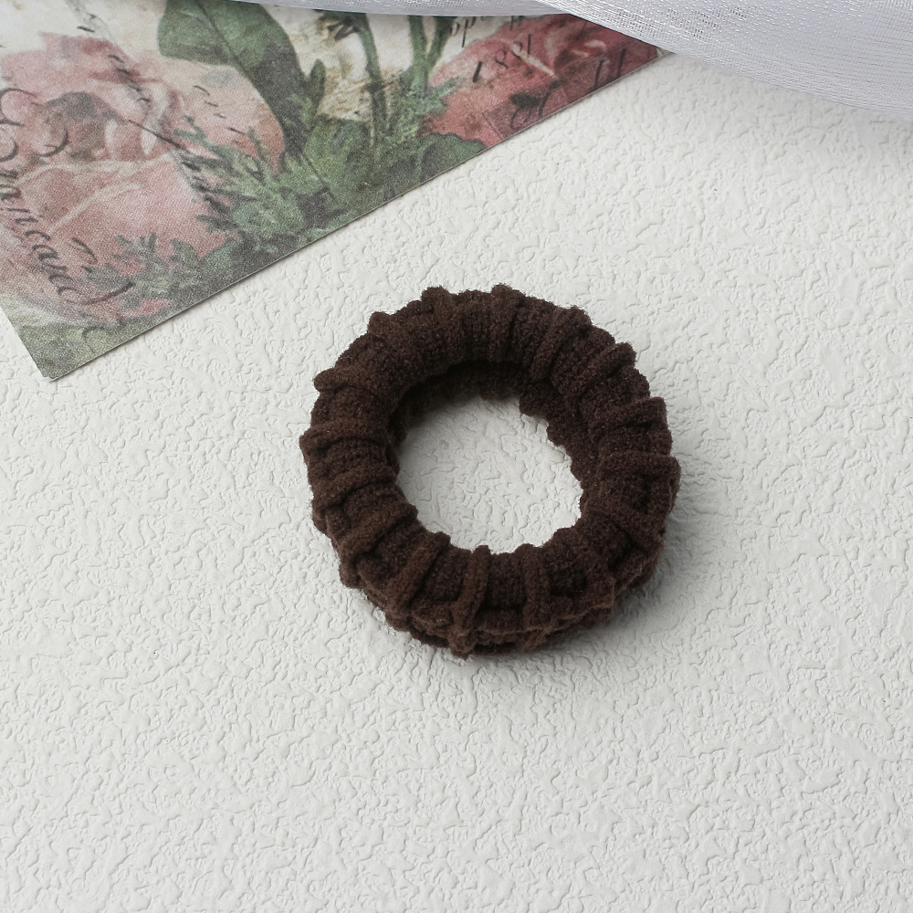 두껍고 탄력있는 머리끈-브라운