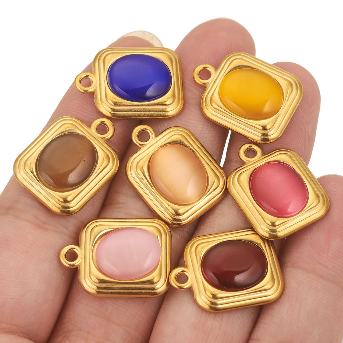 All Seasons Season Retro, Classic Style Style 1 Piece 304 Stainless Steel PVD Coated Real Gold Plated Square Pendant Pendant