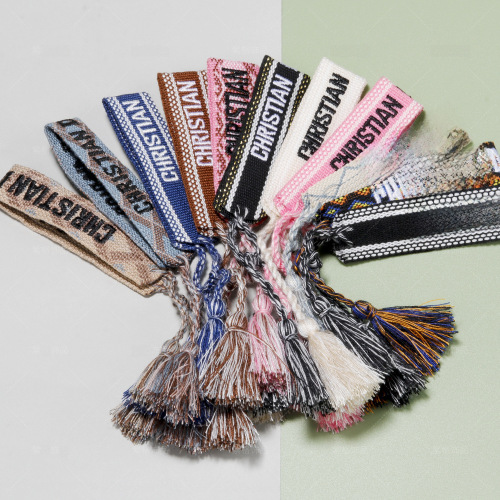 D-home Cotton Thread Embroidered Bracelet with Fringe Weaving, Women's Bohemian Alphabet Western and European-style Cord Bracelet