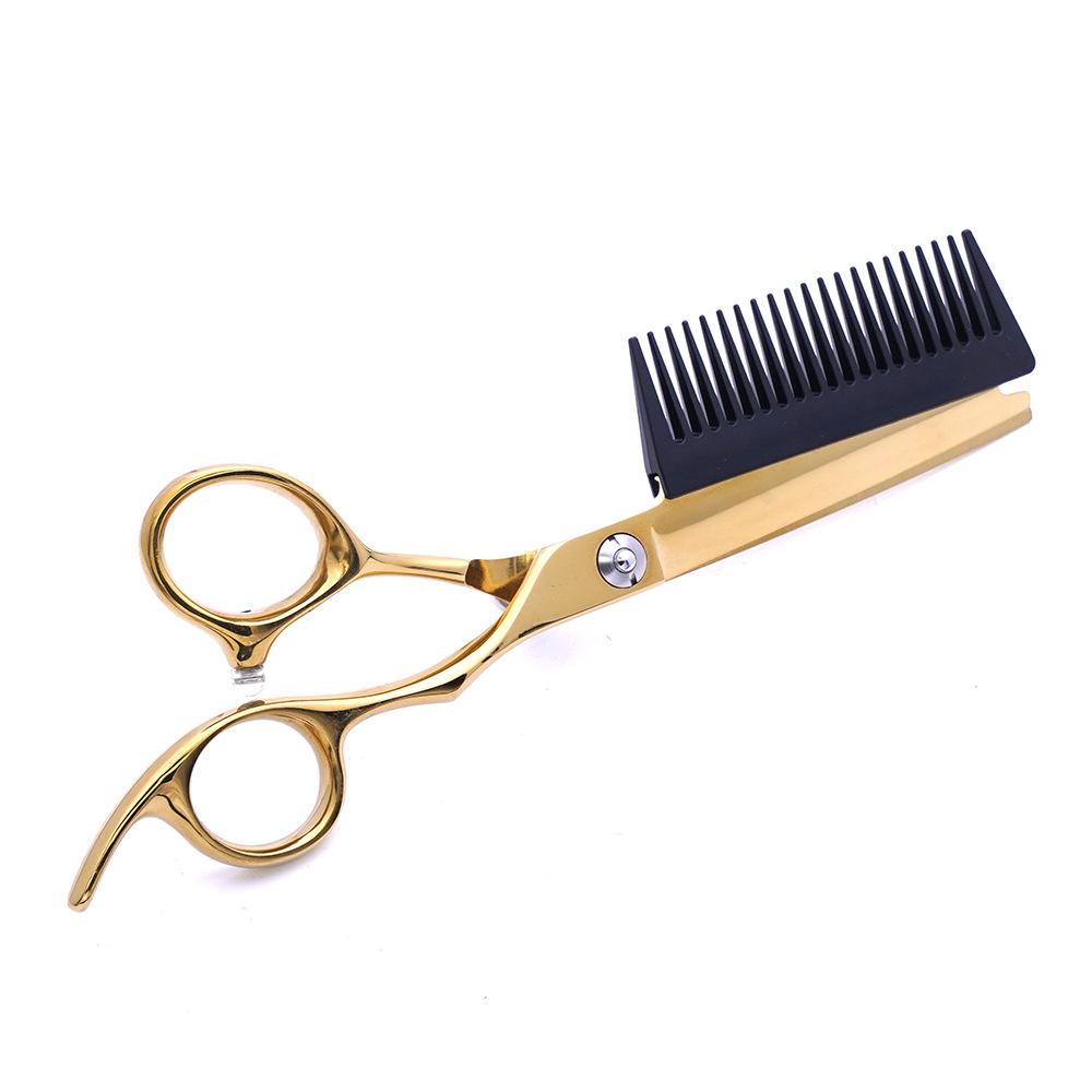 Directo de fábrica de 6 pulgadas de acero inoxidable tijeras con peine peluquero personalizado tijeras planas flequillos de pelo tijeras planas tijeras de pelo