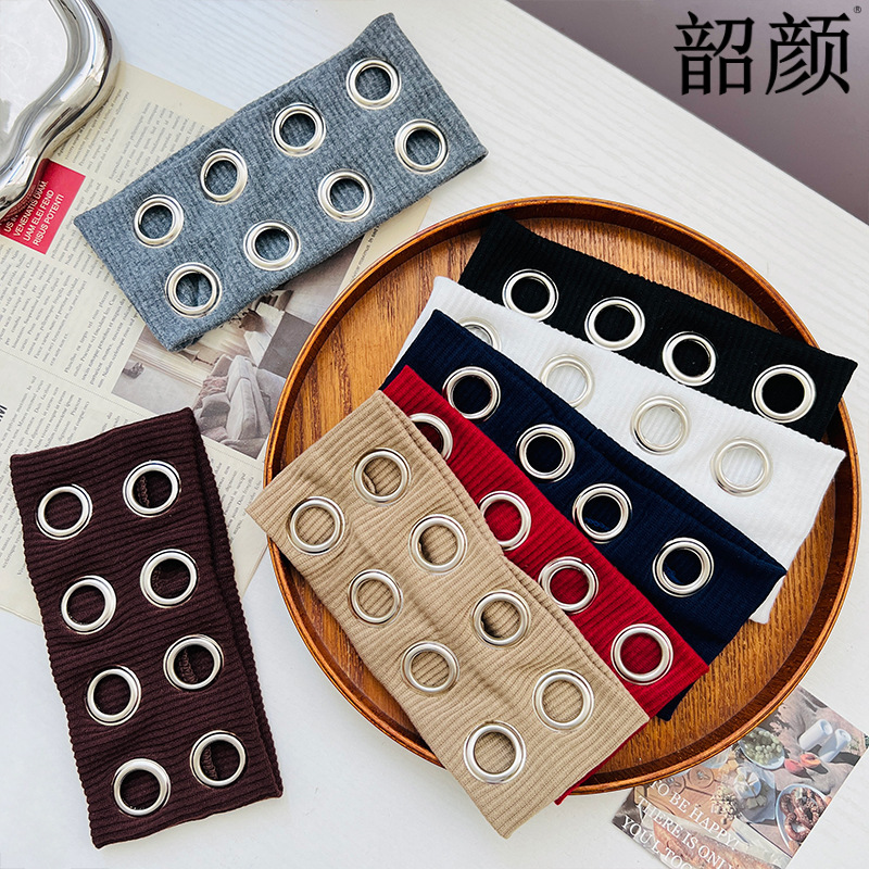 Hot Girls metal agujero redondo hueco elástico cinturón de cabello europeo y americano retro gótico punk rock festival tocado de moda