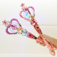 New electric luminous music rotating magic wand girl toy children's little princess flash fairy wand scepter