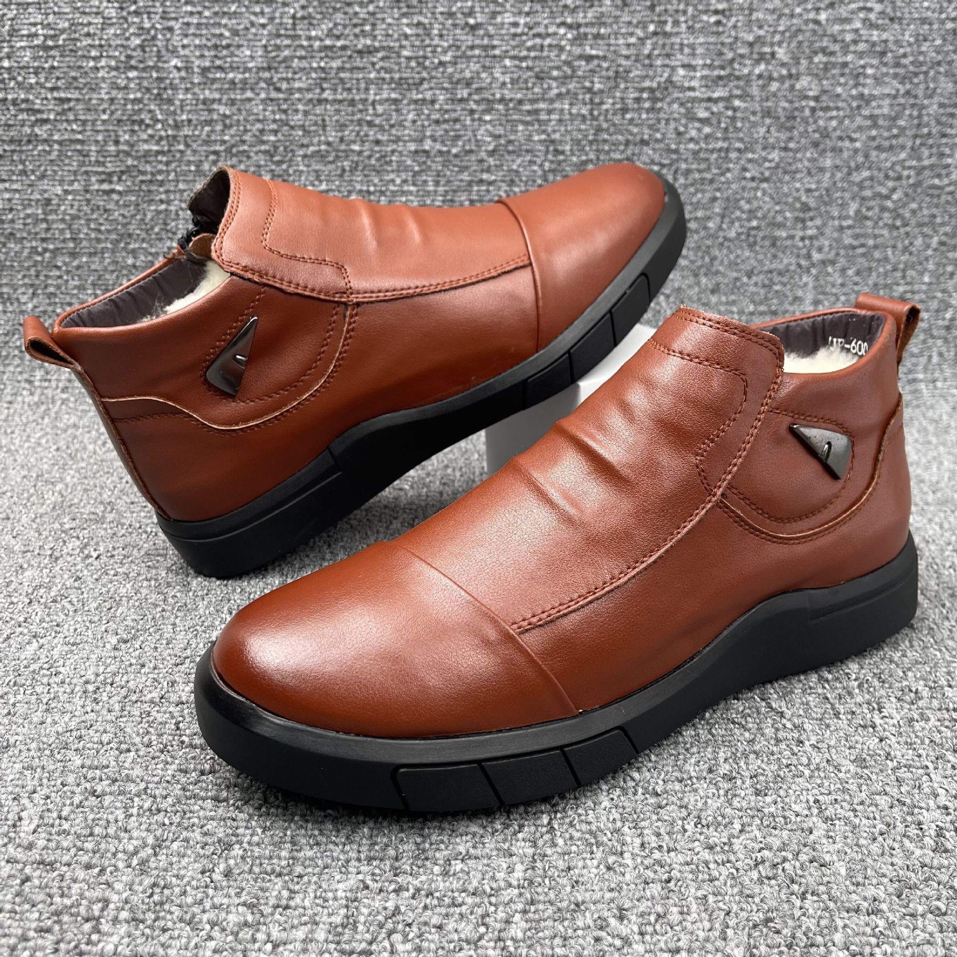 Zapatos de algodón para hombres de cuero genuino de invierno zapatos de lana forrados de lana zapatos cálidos para hombres botas de hombres del noreste tamaño roto