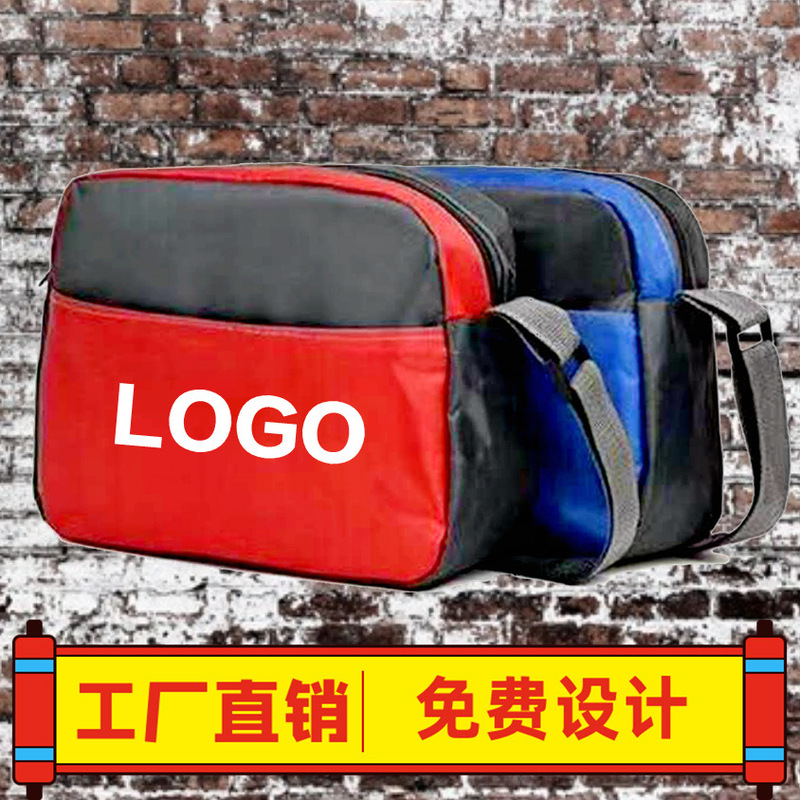 Manufacturers will sell double-layer horizontal advertising bag printing logo shoulder messenger bag outdoor sports travel bag can be printed