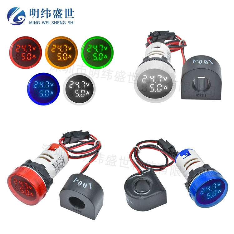 Оптовая 22 мм Круглый мини-цифровой дисплей переменного тока Амперметр 0-100A 50-500V с трансформатором