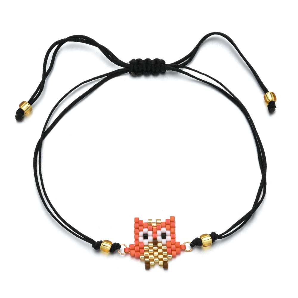 5g Weight Glass Pendant Material Cute Owl Glass Cord String String Bracelets Wholesale
