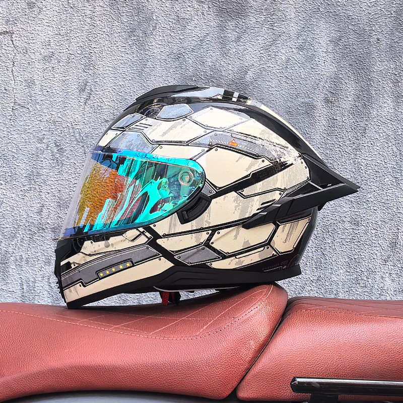 Casco integral transfronterizo DOT de la versión mejorada de LVS con doble lente para hombres, casco de seguridad universal para todas las estaciones para motociclistas femeninas, casco de motocicleta con doble lente.