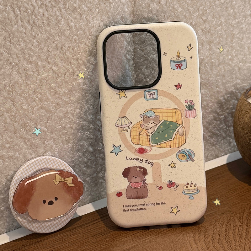 可爱萌小狗磁吸支架苹果17手机壳iPhone16适用13菲林15promax硬14|undefined