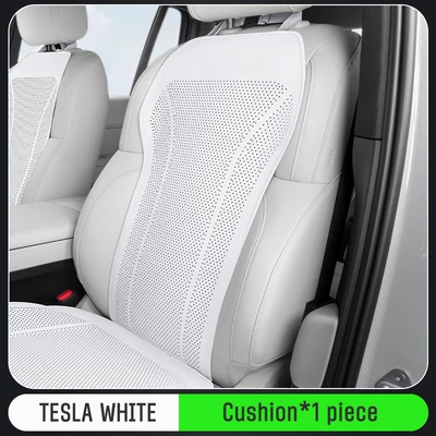 Seat cushion, seat cover Thin Car Interior Seat - tesla-white-nappa-punch-style-cushion-1-piece