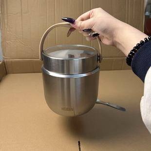 ♤ Yanyihao 304 Stainless Steel Insulated Pot for Office Workers and Students Portable Stew Beaker with Rice Double-Layer Lunch Box
