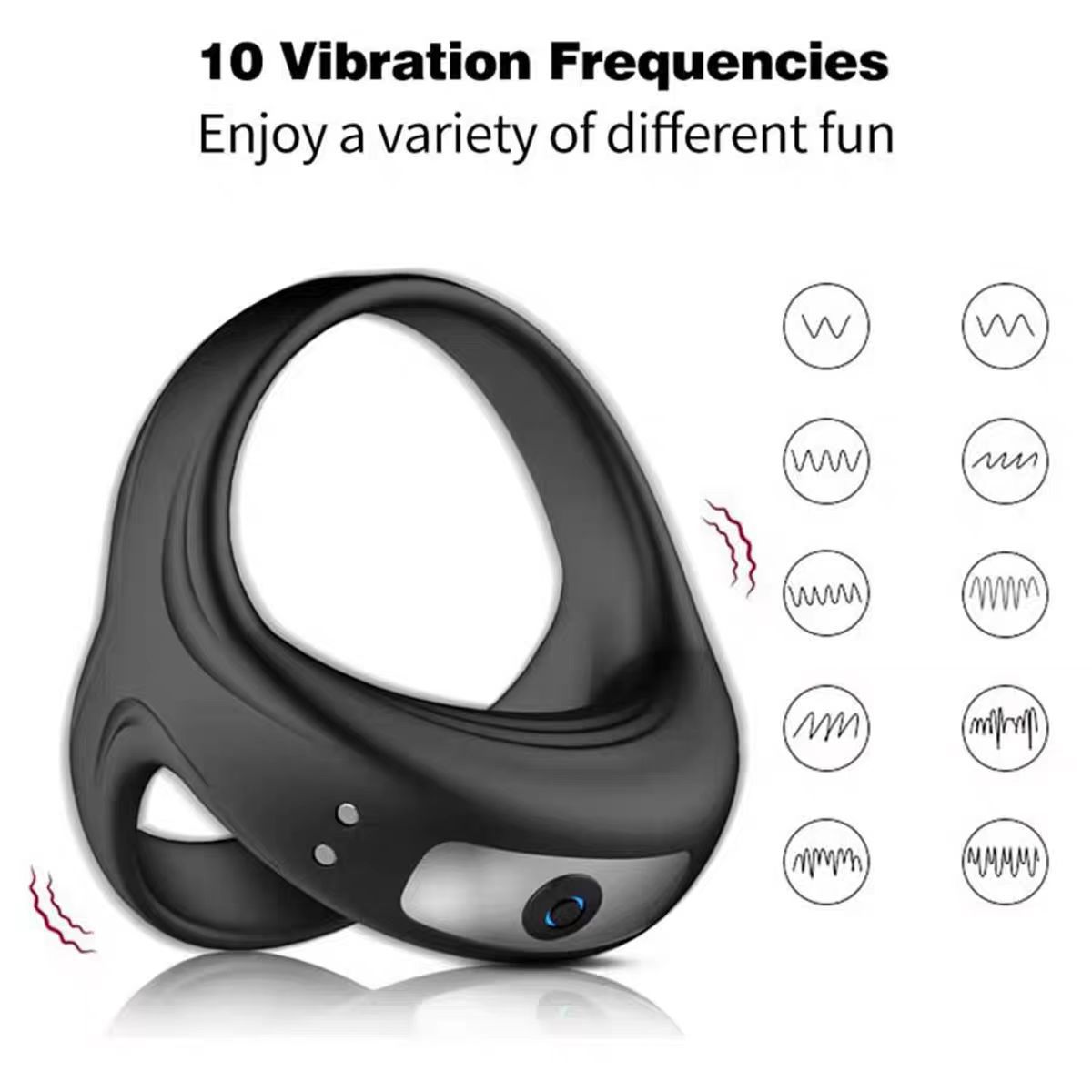 Vibrating Silicone Double Penis Ring with 10 Vibration Modes for Delayed Climax — detail image 3