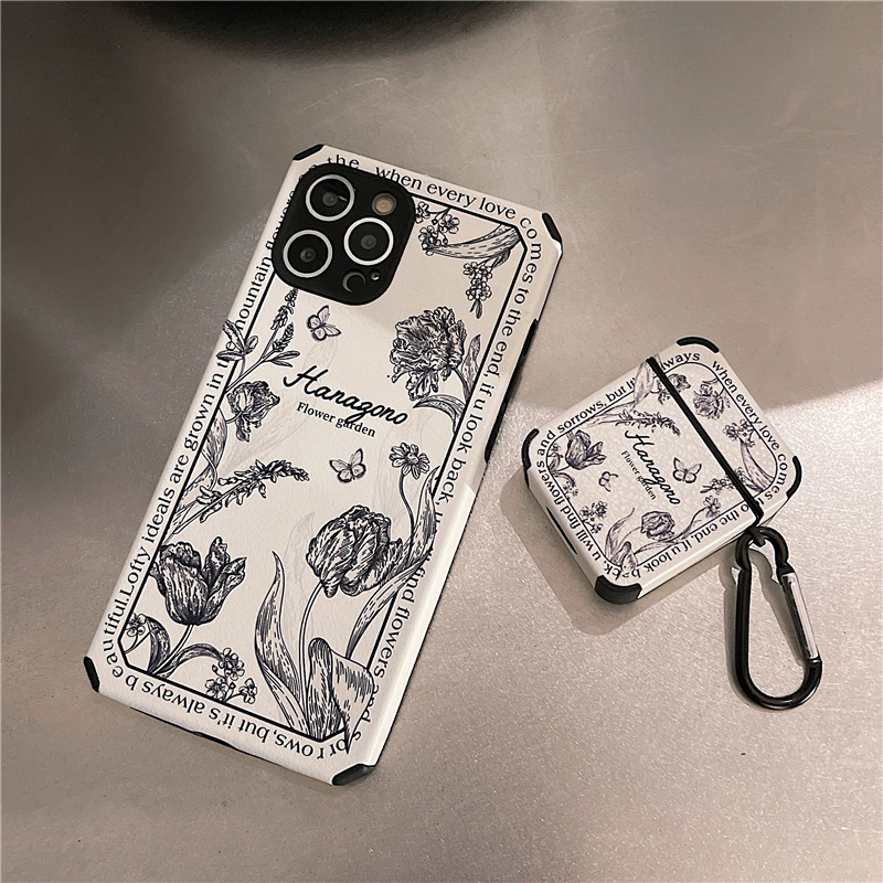 Retro Flower Pu Leather Bluetooth Earbuds Case display picture 8