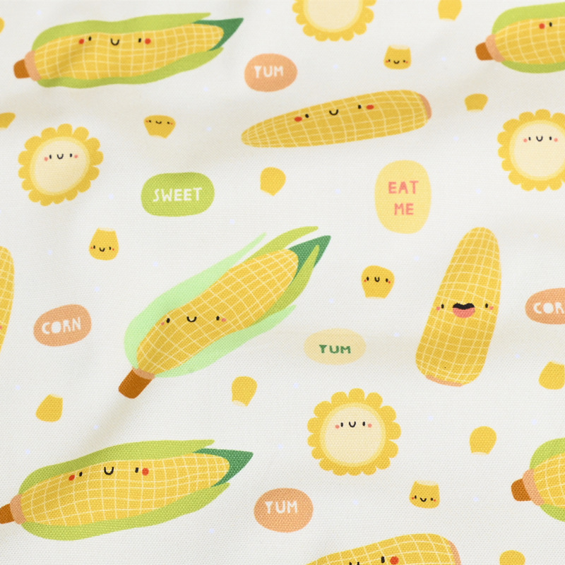 高品质细帆布蔬菜水果玉米印花面料手工DIY包包桌面靠垫布料全棉