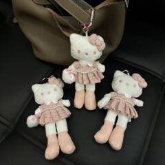 日系动漫节限定粉色小香爱心扣长腿kitty包包挂件毛绒kt猫钥匙扣