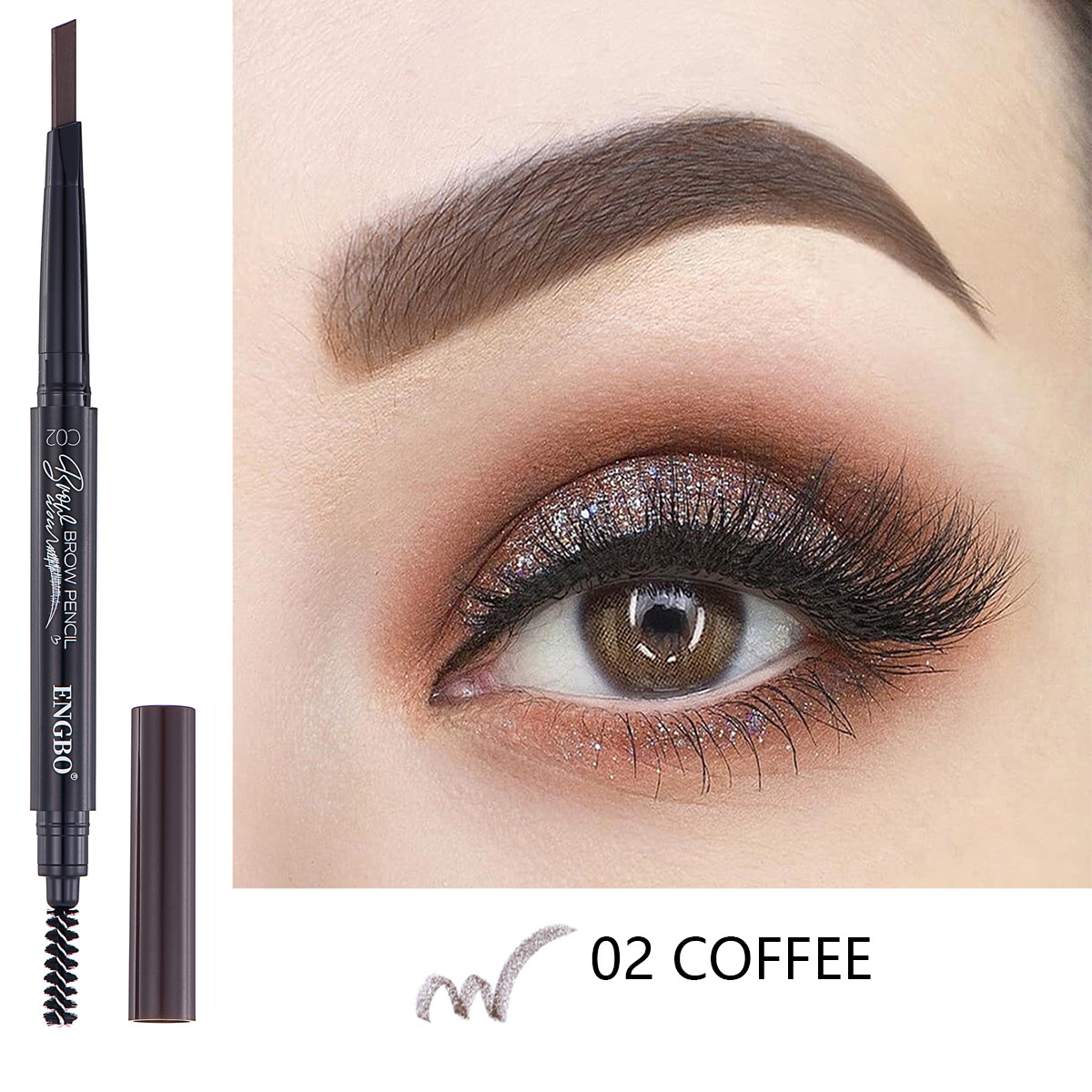 ENGBO's dual-head eyebrow pencil for foreign trade comes with an eyebrow brush that automatically rotates, ensuring long-lasting eye cosmetics without smudge details Picture