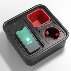 新型無線充電モバイル電源ジャイロスコープ転倒防止カップホルダー多機能室内外付けスナックボックス収納ボックス