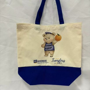 Spliced Style Bottomless and Sideless Pure Cotton Tote Bag Shopping Cotton Bag Digitally Printed Double-Sided Logo Production Environmentally Friendly Bag