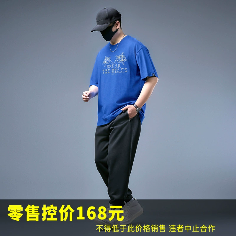 [73773-金珠双虎头Z002-黑-701短T-纯-黑808裤套加肥加大短裤潮流]