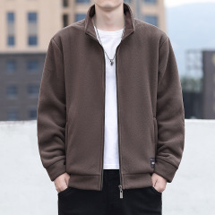 フリースジャケット男性春秋立襟カジュアルゆったりスウェット