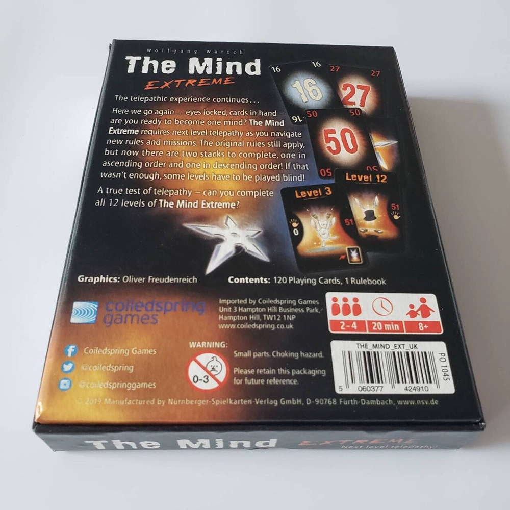 Англоязычная настольная игра The Mind, экстремальная игра для снятия стресса, карты для внимательности