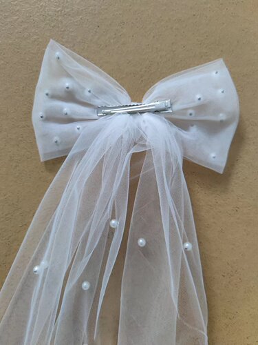 New foreign trade super fairy pearl bow small veil wedding certificate wedding dress temperament girl top clip hairpin hair accessories