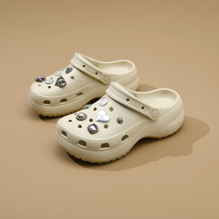 Guangzhou cross couple thick-soled hole shoes cloud ladies heighten beach shoes wedge heel croc flat heel