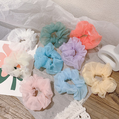 Summer ins fairy mesh large intestine hair ring bm retro French hair accessories Korean version organza transparent color head flower girl