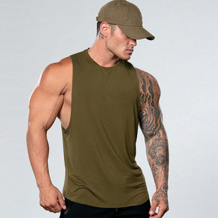 Muscle Fitness Sports Casual Breathable Vest Cotton Men's Exercise Basketball Vest Printed Fashion Fitness Clothing Trend