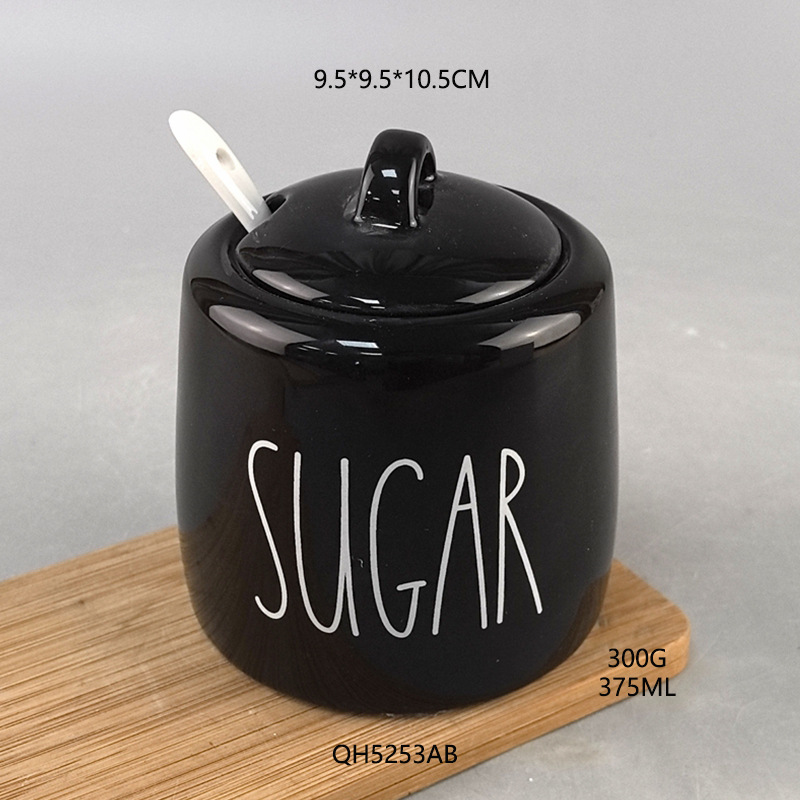 Pot de azúcar de cerámica - negro